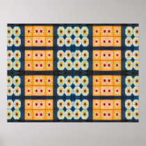 Yellow Blue Tile Pattern