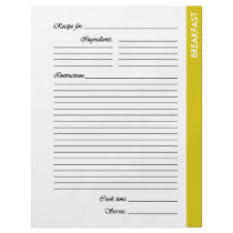 Yellow BREAKFAST 2-sided Recipe Pages