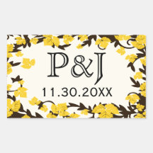 Yellow Brown Autumn Leaves Favour Stickers