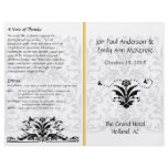 Yellow Bumble Bee Damask Wedding Program Flyers