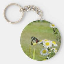 Yellow Butterfly on flowers, central Nepal flowers Keychain