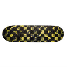 Yellow Cammo Chequered skateboard