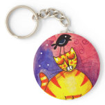 Yellow Cat, Black Crow - Keychain