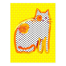 'yellow cat' digital painting Postcard