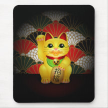 Yellow Ceramic Maneki Neko Mousepad