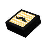 Yellow chevron zigzag pattern trinket moustache trinket boxes