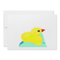 Yellow chick blue hand children grapic kid personalized invite