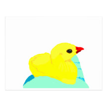 Yellow chick blue hand children grapic kid post cards