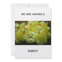 Yellow Chickens  WE ARE HAVING A  PARTY Invitation