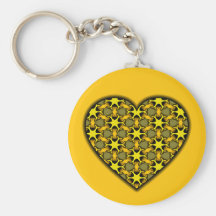 Yellow Cosmic Burst Heart Keychain