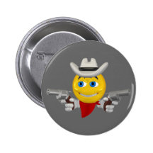 Yellow cowboys smiley face pinback buttons