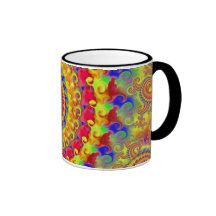 Yellow Crazy Fractal Coffee Mugs