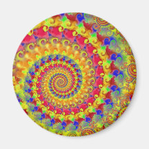Yellow Crazy Fractal Refrigerator Magnet