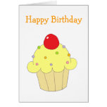 Yellow Cupcake Happy Birthday Card