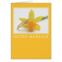 yellow daffodil french wedding invitation card