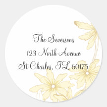 Yellow Daisies Return Address Round Stickers