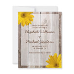 Yellow Daisy Barn Wood Save the Date Announcement invitations