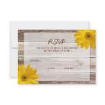 Yellow Daisy Barn Wood Wedding RSVP Response Card invitations
