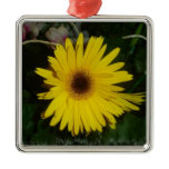 Yellow daisy christmas tree ornament