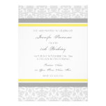 Yellow Damask 35th Birthday Party Invitations