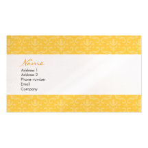 Yellow Damask Business Cards