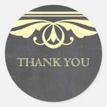 Yellow Deco Chalkboard Thank You Stickers