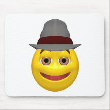 Yellow detective smiley face mouse mat
