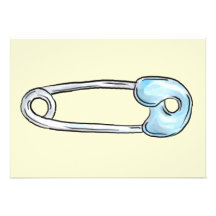 Yellow diaper pin shower invitation