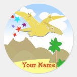 Yellow Dinosaur Pteranodon Name Stickers