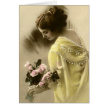 Yellow dress and Roses Card