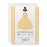 Yellow Dress Brunette Quinceanera Invitations