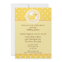Yellow Duck Baby Shower Custom Invites