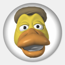 Yellow duck face smiley face round stickers