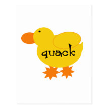 Yellow Duck Quack Tshirts and Gifts Post Card