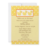 Yellow Ducks Triplets Baby Shower Personalized Invitation