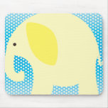 Yellow Elephant on Blue Mousepad