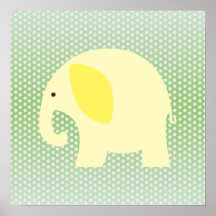 Yellow Elephant on Mint Green Print