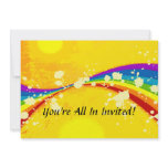 Yellow Flashy Rainbow Splats invitations