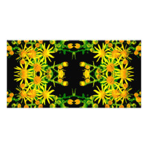 Yellow Floral Graphic. Customized Photo Card