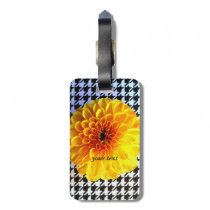 yellow flower on houndstooth luggage tag luggage tags