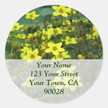 yellow flowers address labels sticker