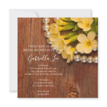 Yellow Flowers and Pearls Country Bridal Shower Personalized Invites