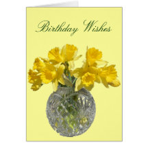 Yellow Flowers Daffodil Birthday Wishes Greeting Card
