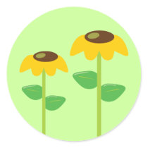 Yellow Flowers Round Stickers
