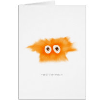 Yellow Fluffball Critter Greeting Cards