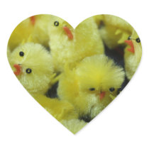 Yellow Fluffy Chicks Heart Sticker