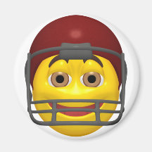 Yellow football smiley face fridge magnet