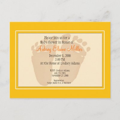 Double Baby Shower Invitations on Yellow Footprint Baby Shower Invitation Postcards By Thebabystore