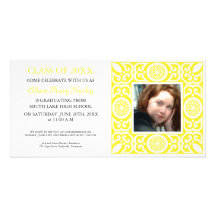 Yellow frame -Photo Graduation Party invites Picture Card