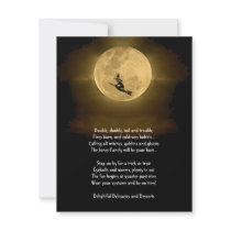 Yellow Full Moon and Witch Halloween Party Personalized Invitations
